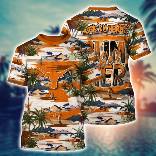 Texas Longhorns Flower 3D Button 3D Button Hawaiian Shirt Gift for Men Dad Father Gift for Men Dad Father