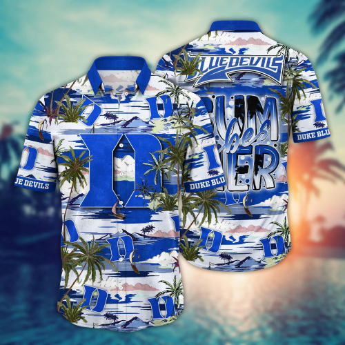 Duke Blue Devils Flower 3D Button 3D Button Hawaiian Shirt Gift for Men Dad Father Gift for Men Dad Father