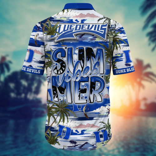 Duke Blue Devils Flower 3D Button 3D Button Hawaiian Shirt Gift for Men Dad Father Gift for Men Dad Father
