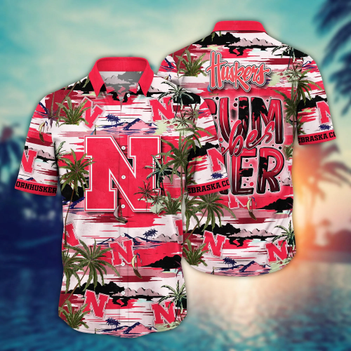 Nebraska Cornhuskers Flower 3D Button 3D Button Hawaiian Shirt Gift for Men Dad Father Gift for Men Dad Father