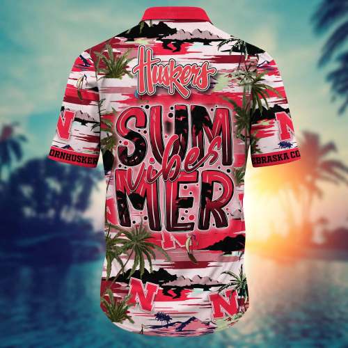 Nebraska Cornhuskers Flower 3D Button 3D Button Hawaiian Shirt Gift for Men Dad Father Gift for Men Dad Father