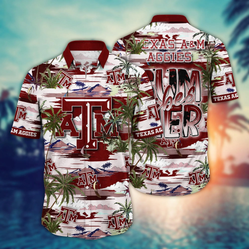 Texas A&M Aggies – Flower 3D Button 3D Button Hawaiian Shirt Gift for Men Dad Father Gift for Men Dad Father