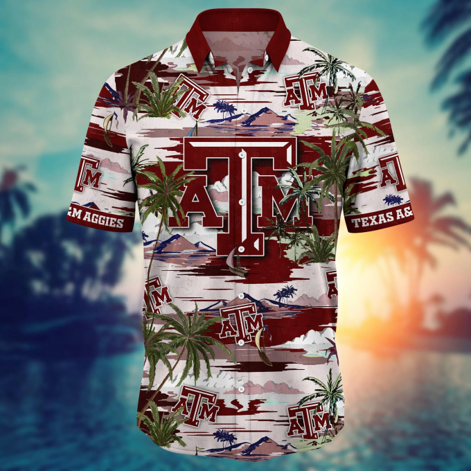 Texas A&M Aggies – Flower 3D Button 3D Button Hawaiian Shirt Gift for Men Dad Father Gift for Men Dad Father