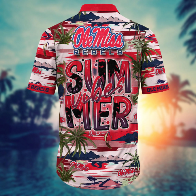 Ole Miss Rebels Flower 3D Button 3D Button Hawaiian Shirt Gift for Men Dad Father Gift for Men Dad Father