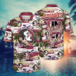 Florida State Seminoles Flower 3D Button 3D Button Hawaiian Shirt Gift for Men Dad Father Gift for Men Dad Father