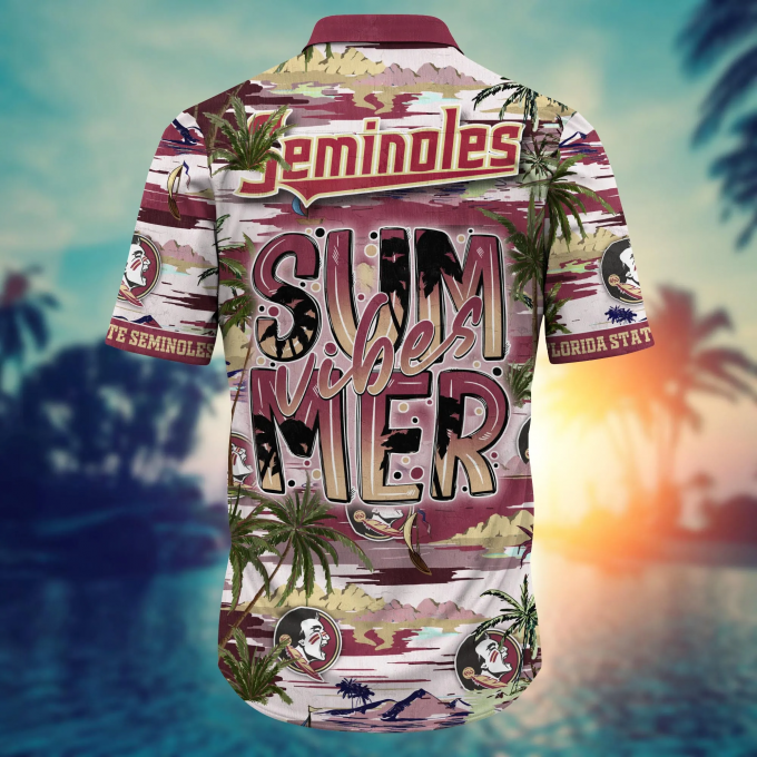 Florida State Seminoles Flower 3D Button 3D Button Hawaiian Shirt Gift for Men Dad Father Gift for Men Dad Father
