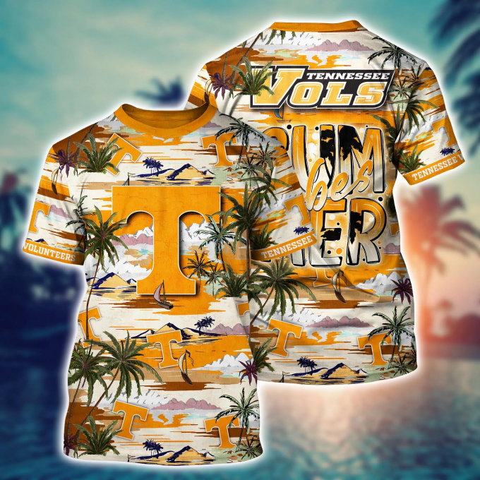 Tennessee Volunteers Flower 3D Button 3D Button Hawaiian Shirt Gift for Men Dad Father Gift for Men Dad Father
