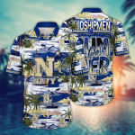 Navy Midshipmen Flower 3D Button 3D Button Hawaiian Shirt Gift for Men Dad Father Gift for Men Dad Father