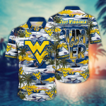 West Virginia Mountaineers Flower 3D Button 3D Button Hawaiian Shirt Gift for Men Dad Father Gift for Men Dad Father
