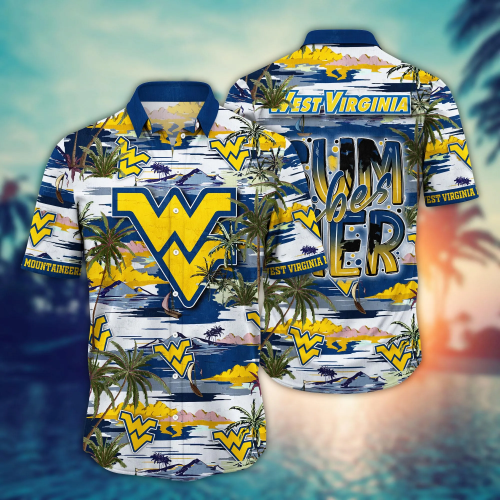 West Virginia Mountaineers Flower 3D Button 3D Button Hawaiian Shirt Gift for Men Dad Father Gift for Men Dad Father