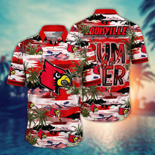 Louisville Cardinals Flower 3D Button 3D Button Hawaiian Shirt Gift for Men Dad Father Gift for Men Dad Father
