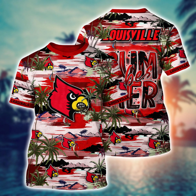 Louisville Cardinals Flower 3D Button 3D Button Hawaiian Shirt Gift for Men Dad Father Gift for Men Dad Father