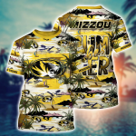 Missouri Tigers Flower 3D Button 3D Button Hawaiian Shirt Gift for Men Dad Father Gift for Men Dad Father
