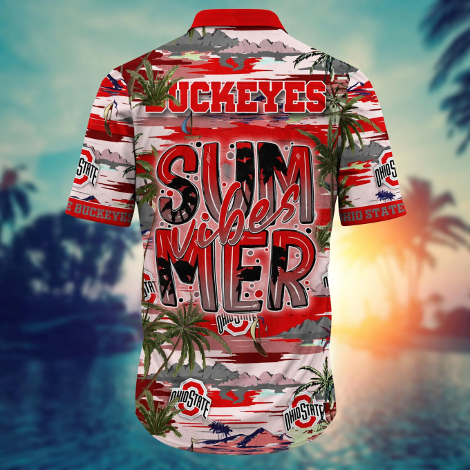 Ohio State Buckeyes Flower 3D Button Hawaii Shirt Gift for Men Dad Father