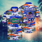 Florida Gators Flower 3D Button 3D Button Hawaiian Shirt Gift for Men Dad Father Gift for Men Dad Father
