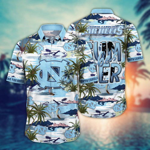 North Carolina Tar Heels Flower 3D Button 3D Button Hawaiian Shirt Gift for Men Dad Father Gift for Men Dad Father