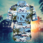 North Carolina Tar Heels Flower 3D Button 3D Button Hawaiian Shirt Gift for Men Dad Father Gift for Men Dad Father