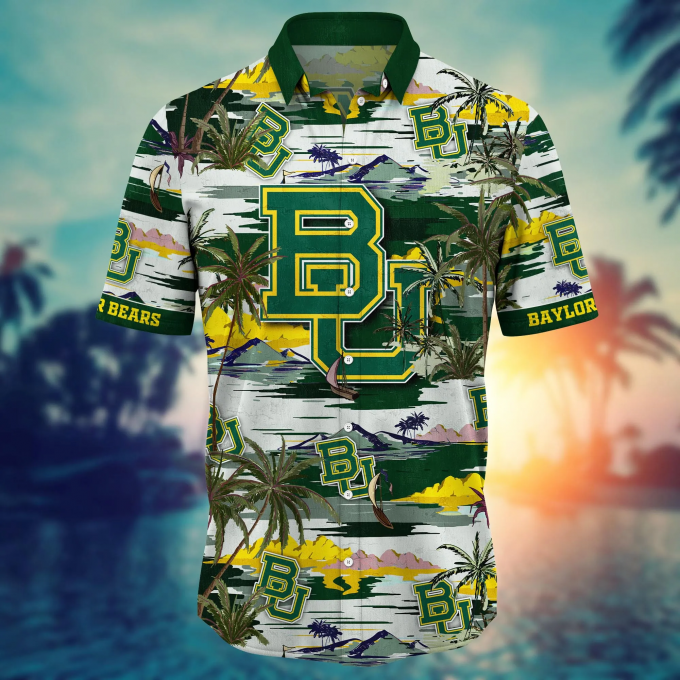 Baylor Bears Flower 3D Button 3D Button Hawaiian Shirt Gift for Men Dad Father Gift for Men Dad Father