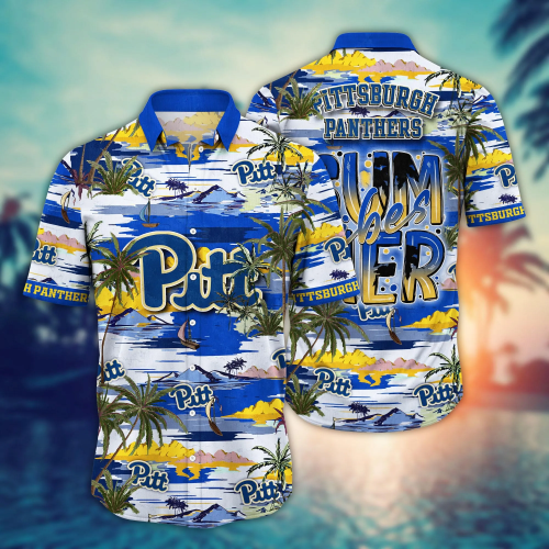 Pittsburgh Panthers Flower 3D Button 3D Button Hawaiian Shirt Gift for Men Dad Father Gift for Men Dad Father