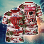 Oklahoma Sooners Flower 3D Button Hawaii Shirt Gift for Men Dad Father