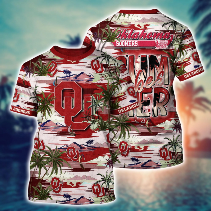 Oklahoma Sooners Flower 3D Button Hawaii Shirt Gift for Men Dad Father