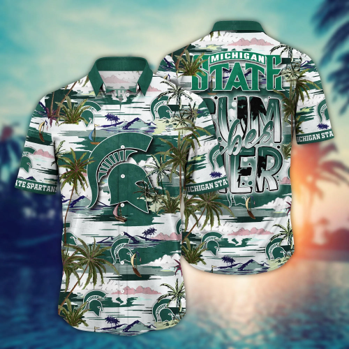 Michigan State Spartans Flower 3D Button Hawaii Shirt Gift for Men Dad Father