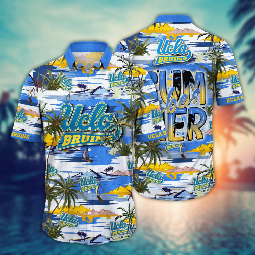UCLA Bruins Flower 3D Button 3D Button Hawaiian Shirt Gift for Men Dad Father Gift for Men Dad Father