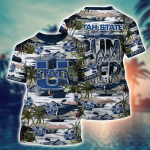 Utah State Aggies Flower 3D Button 3D Button Hawaiian Shirt Gift for Men Dad Father Gift for Men Dad Father