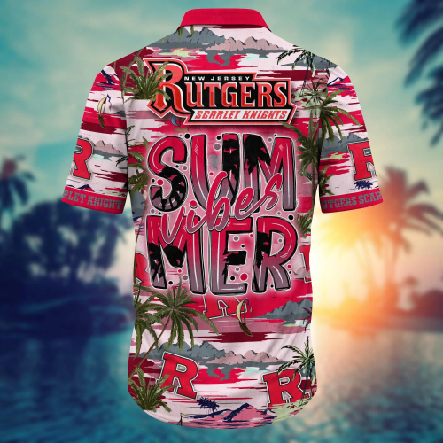 Rutgers Scarlet Knights Flower 3D Button 3D Button Hawaiian Shirt Gift for Men Dad Father Gift for Men Dad Father