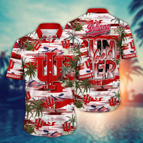 Indiana Hoosiers Flower 3D Button 3D Button Hawaiian Shirt Gift for Men Dad Father Gift for Men Dad Father