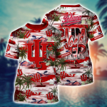 Indiana Hoosiers Flower 3D Button 3D Button Hawaiian Shirt Gift for Men Dad Father Gift for Men Dad Father