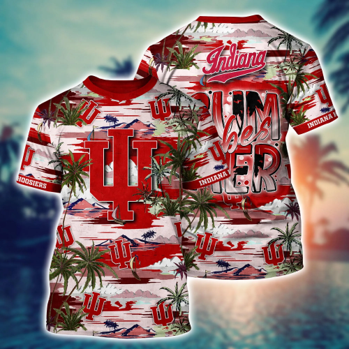 Indiana Hoosiers Flower 3D Button 3D Button Hawaiian Shirt Gift for Men Dad Father Gift for Men Dad Father