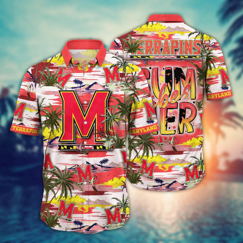 Maryland Terrapins Flower 3D Button 3D Button Hawaiian Shirt Gift for Men Dad Father Gift for Men Dad Father