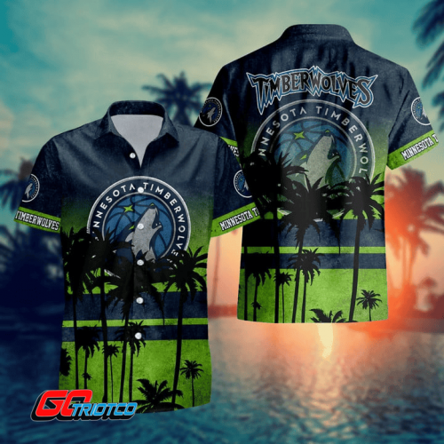 Minnesota Timberwolves 3D Button 3D Button Hawaiian Shirt Gift for Men Dad Father Gift for Men Dad Father