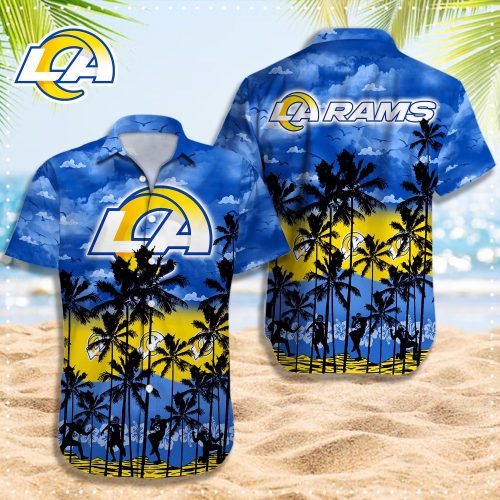 Los Angeles Rams 3D Button 3D Button Hawaiian Shirt Gift for Men Dad Father Gift for Men Dad Father 08