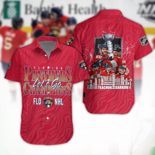 Florida Panthers Champions 3D Button 3D Button Hawaiian Shirt Gift for Men Dad Father Gift for Men Dad Father