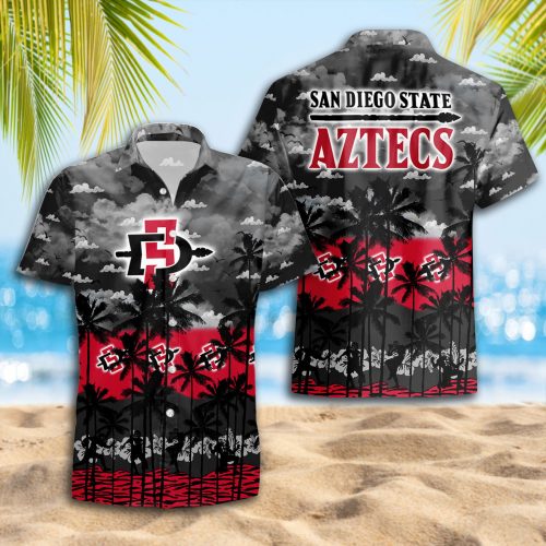 San Diego State Aztecs 3D Button 3D Button Hawaiian Shirt Gift for Men Dad Father Gift for Men Dad Father Trending Summer