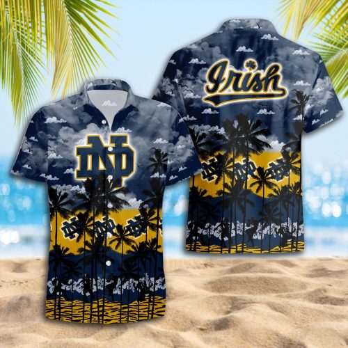 Notre Dame Fighting Irish 3D Button 3D Button Hawaiian Shirt Gift for Men Dad Father Gift for Men Dad Father Trending Summer