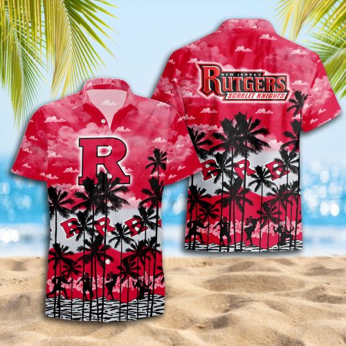Rutgers Scarlet Knights 3D Button 3D Button Hawaiian Shirt Gift for Men Dad Father Gift for Men Dad Father Trending Summer