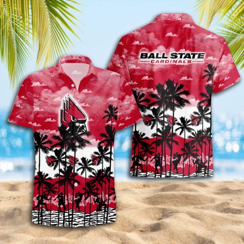 Ball State Cardinals 3D Button 3D Button Hawaiian Shirt Gift for Men Dad Father Gift for Men Dad Father Trending Summer