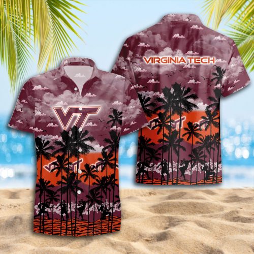 Virginia Tech Hokies 3D Button 3D Button Hawaiian Shirt Gift for Men Dad Father Gift for Men Dad Father Trending Summer