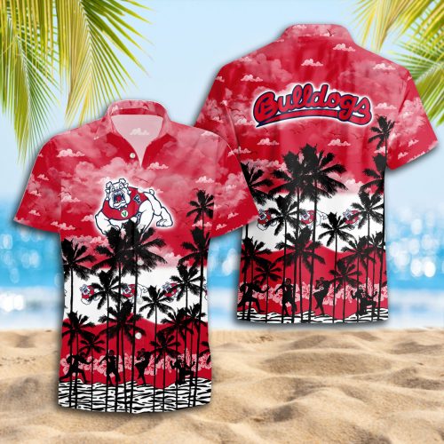 Fresno State Bulldogs 3D Button 3D Button Hawaiian Shirt Gift for Men Dad Father Gift for Men Dad Father Trending Summer