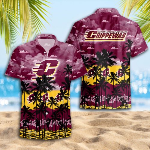 Central Michigan Chippewas 3D Button 3D Button Hawaiian Shirt Gift for Men Dad Father Gift for Men Dad Father Trending Summer