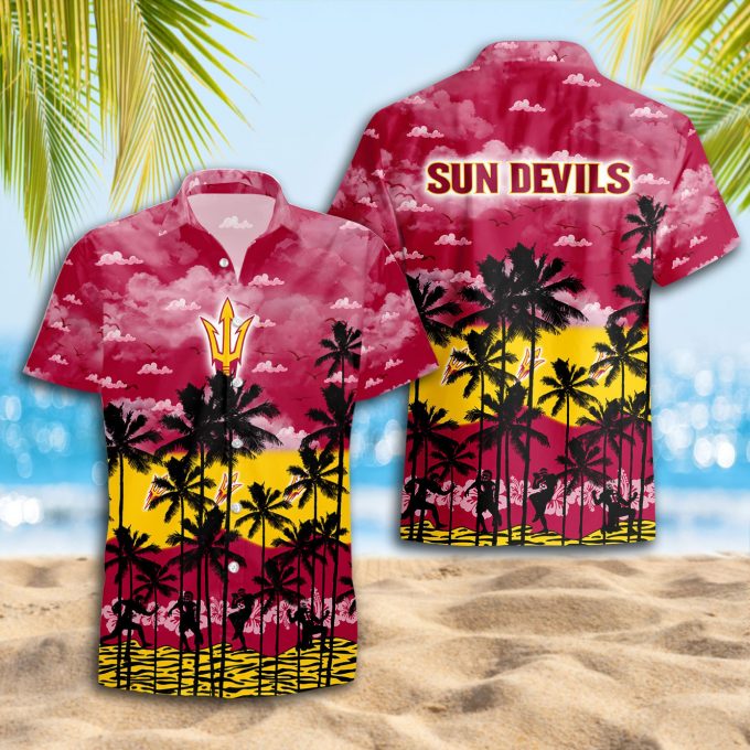 Arizona State Sun Devils 3D Button 3D Button Hawaiian Shirt Gift for Men Dad Father Gift for Men Dad Father Trending Summer