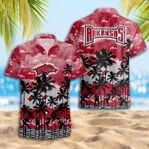 Arkansas Razorbacks 3D Button 3D Button Hawaiian Shirt Gift for Men Dad Father Gift for Men Dad Father Trending Summer