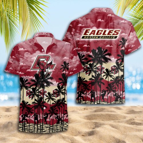 Boston College Eagles 3D Button 3D Button Hawaiian Shirt Gift for Men Dad Father Gift for Men Dad Father Trending Summer
