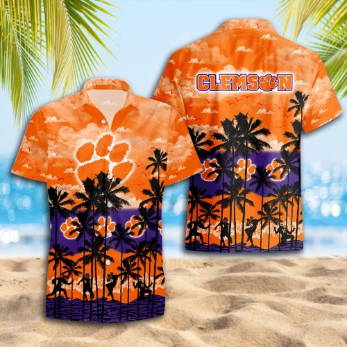 Clemson Tigers 3D Button 3D Button Hawaiian Shirt Gift for Men Dad Father Gift for Men Dad Father Trending Summer