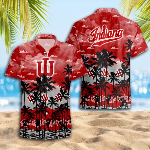 Indiana Hoosiers 3D Button 3D Button Hawaiian Shirt Gift for Men Dad Father Gift for Men Dad Father Trending Summer