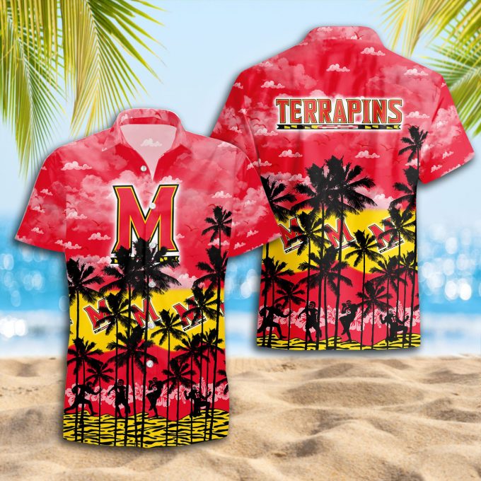 Maryland Terrapins 3D Button 3D Button Hawaiian Shirt Gift for Men Dad Father Gift for Men Dad Father Trending Summer