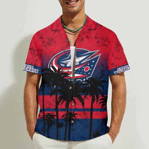 Columbus Blue Jackets 3D Button Hawaii Shirt Gift for Men Dad Father